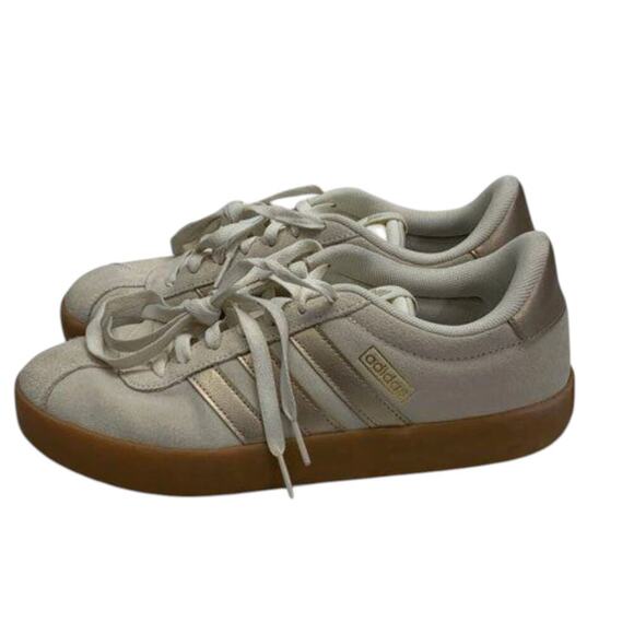 Adidas Suede Sneakers Gum Sole White Gold Stripes Men’s 9.5 main image 6